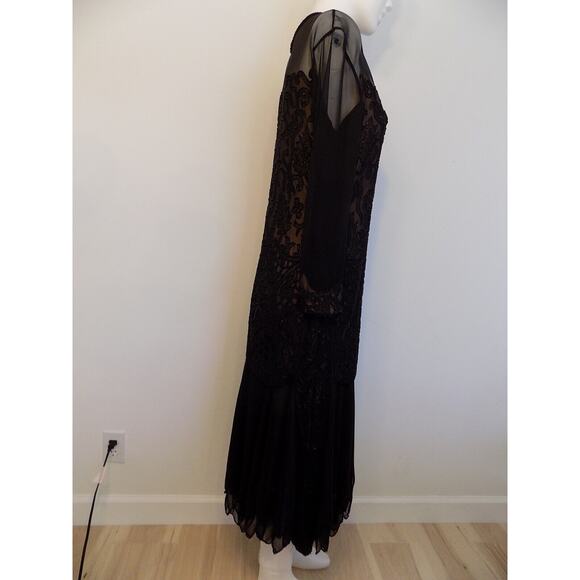 Vintage Judith Ann Creations black silk beaded evening wear cocktail size Medium - Picture 6 of 12